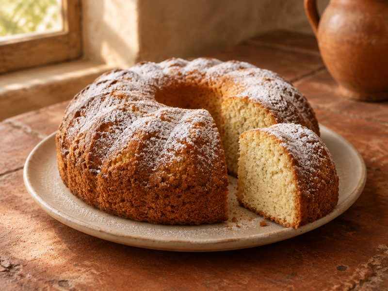 Corollo, the festive ring cake dusted with icing sugar